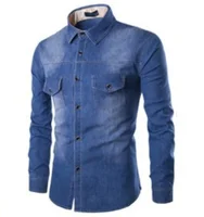 

High Quality OEM Service Oxford Long Sleeves Jeans Slim Fit Shirts for Men