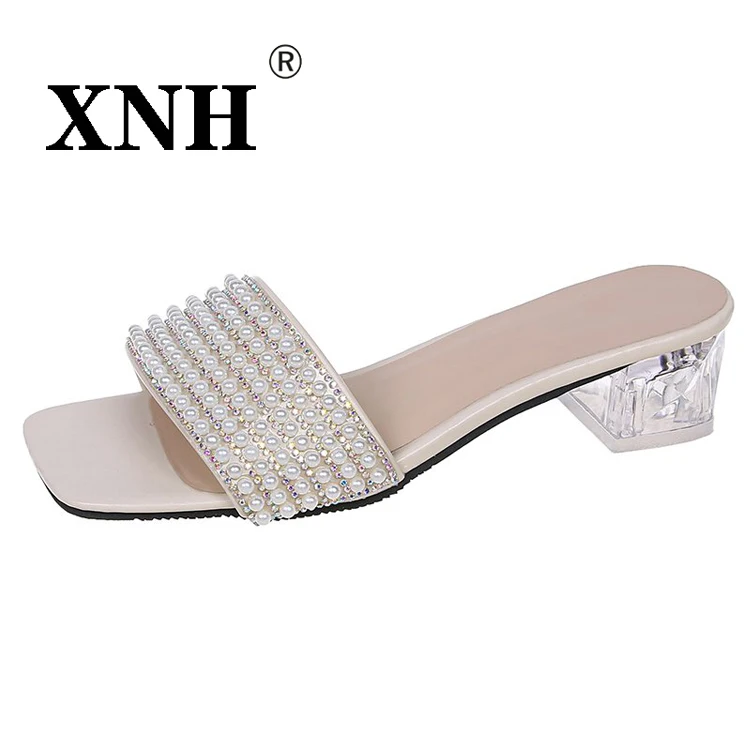 

Heel Shoes Fashion for Women Square Head Women Slipper Summer Sandal Women's Shoe Solid Slide