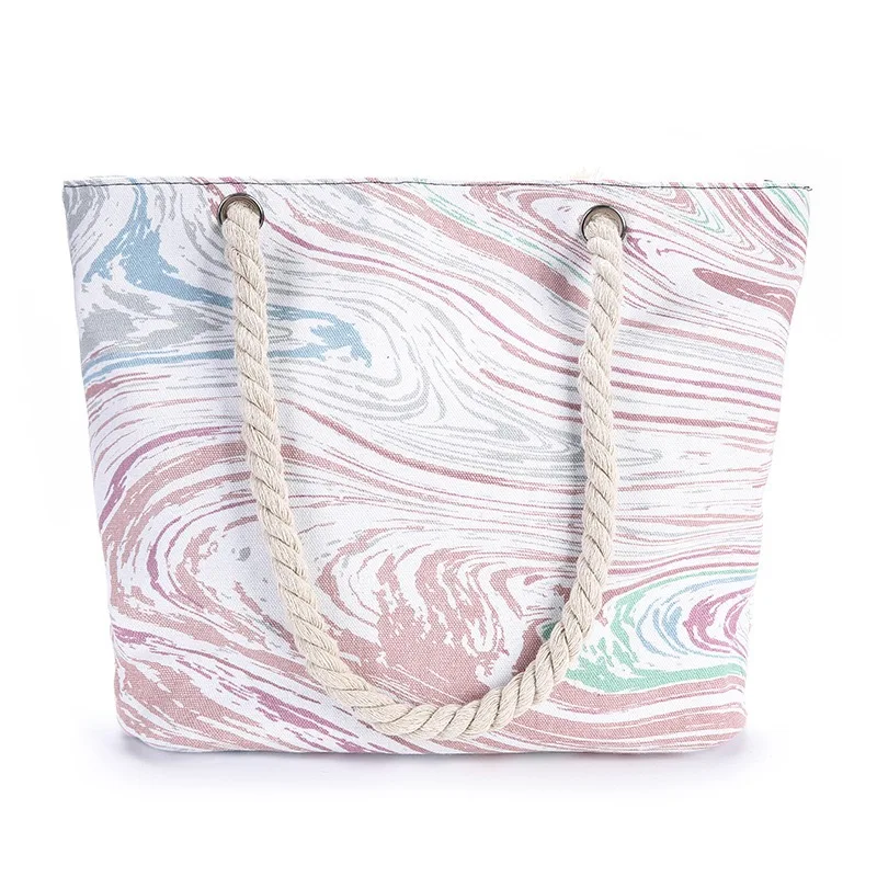 

Wholesale Women Summer Canvas Tote Shopping Bag Large Women Travel Beach Bag, Multi