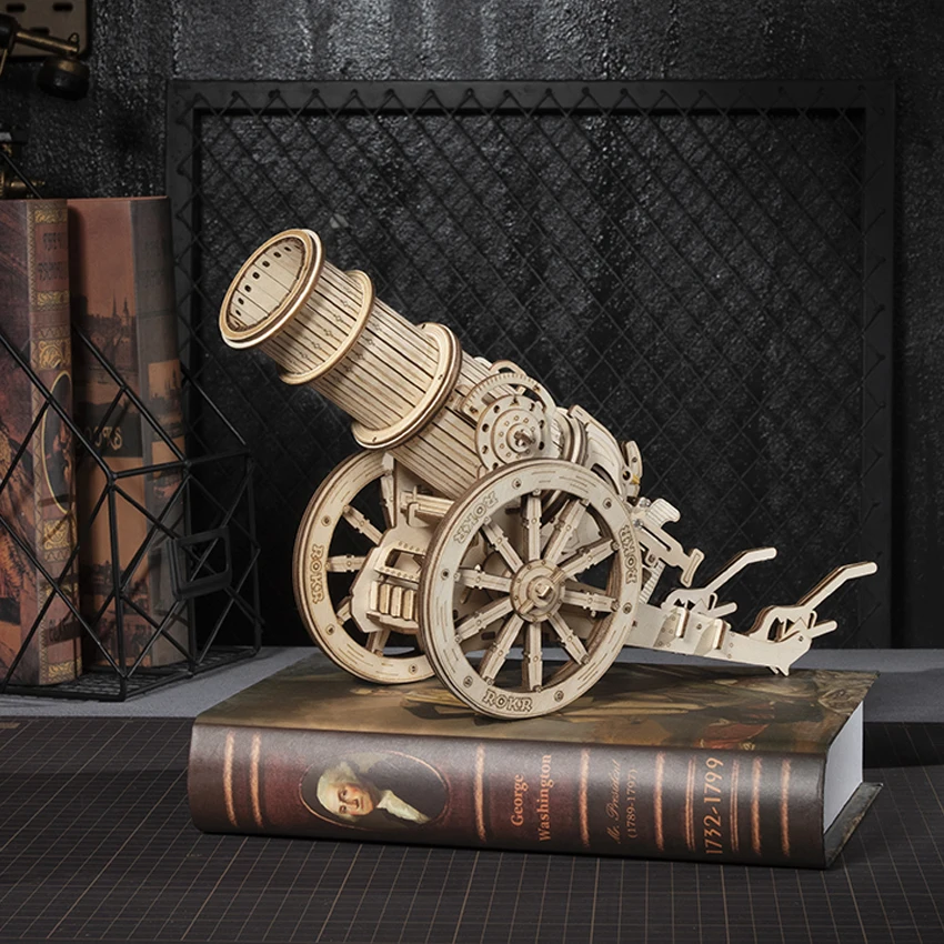 

Robotime Rokr other educational kids game toys KW801 Medieval wheeled cannon jigsaw 2021 3d wooden puzzles for Dropshipping