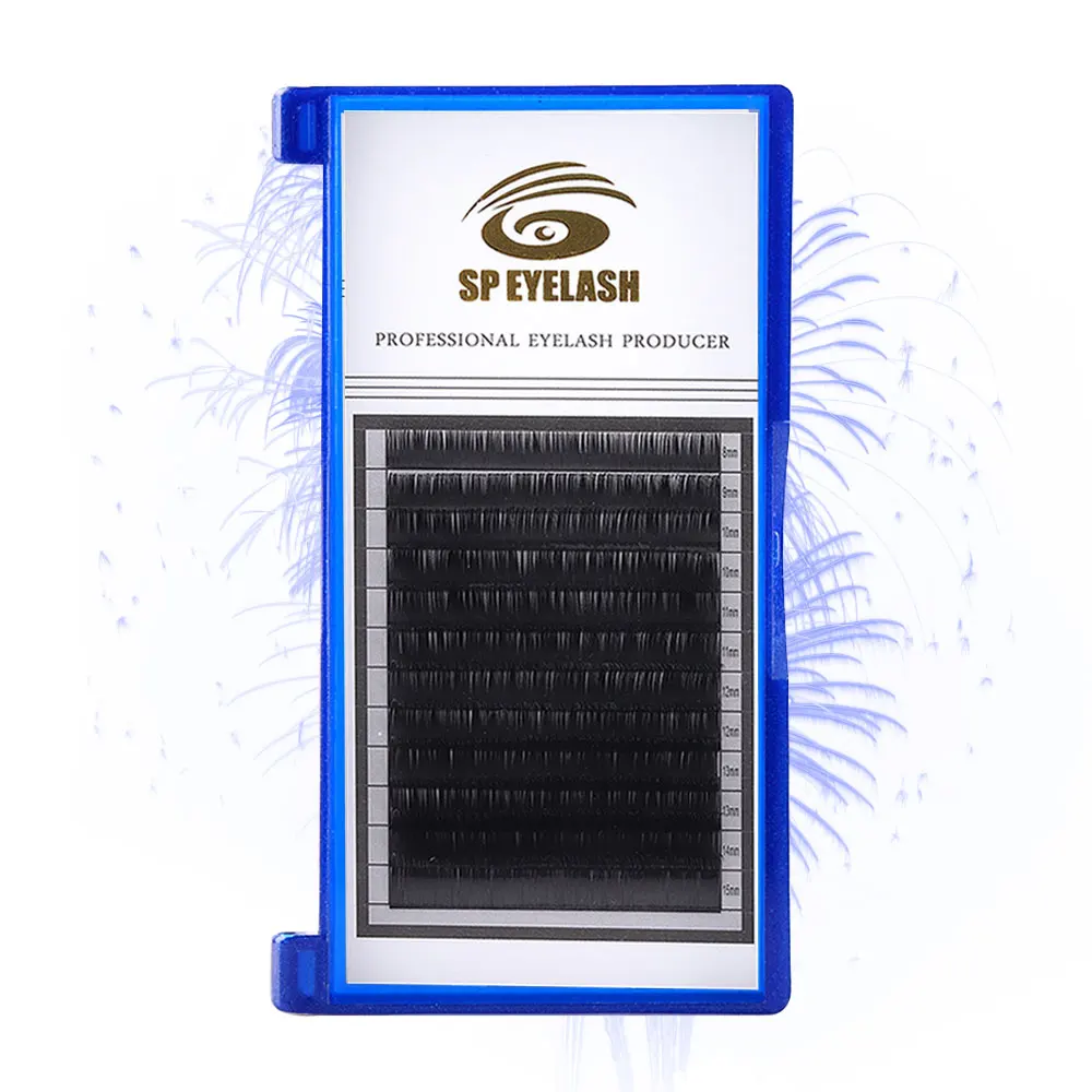 

Top sale faux mink fiber OEM customer packaging eyelash extensions, Black