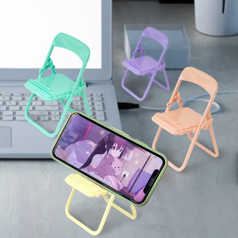 

Factory Hot Sale Cute Mini Lazy Desktop Foldable Stand Decoration Small Chair Mobile Phone Stand