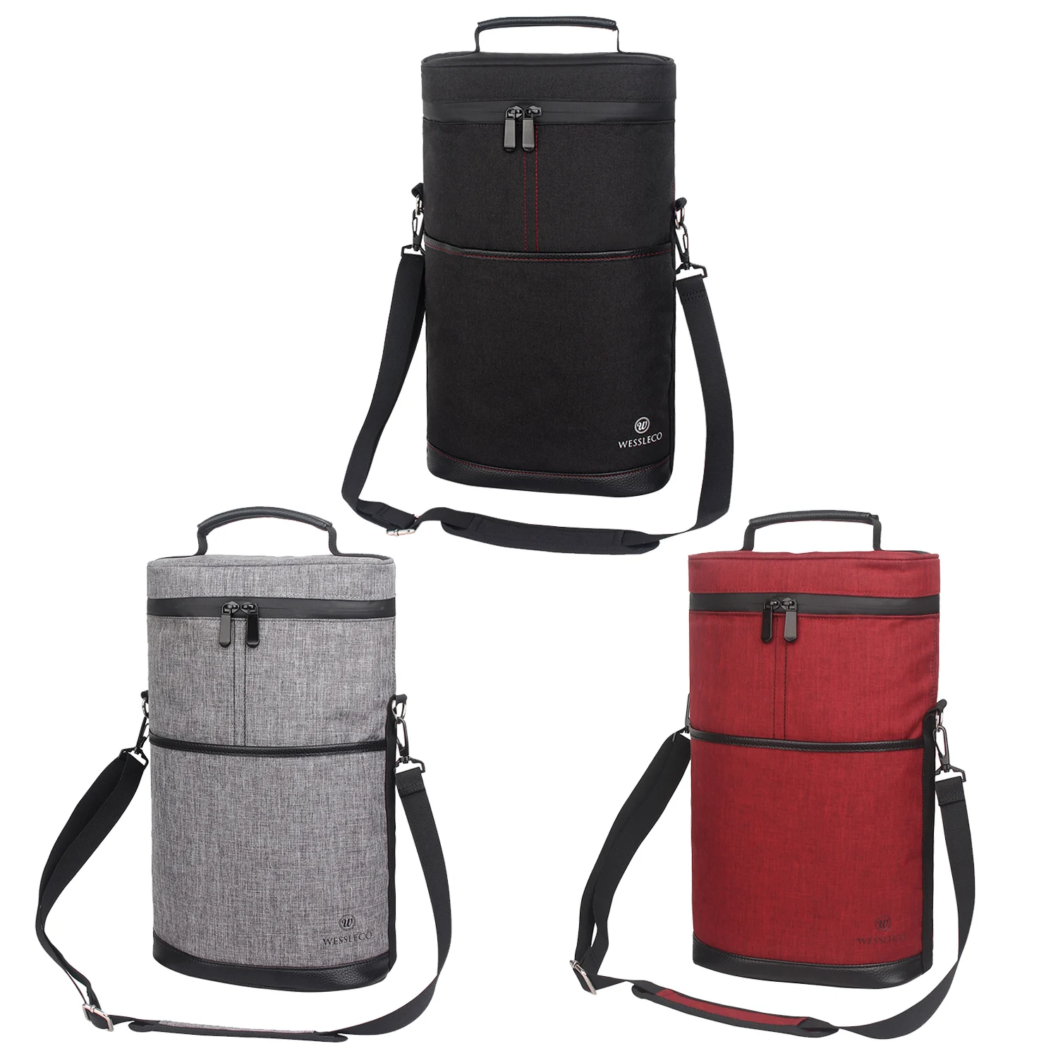 

2 Bottle Custom Printed Waterproof Thermal Wine Bottle Cooler Bag Insulated Portable Wine Cooler Bag, Customized color