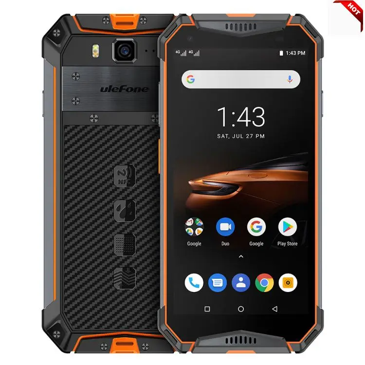 

Ulefone Armor 3W Rugged Phone Dual 4G 6GB+64GB IP68/IP69K Waterproof 10300mAh Android 9.0 Helio P70 Octa-core mobile phone