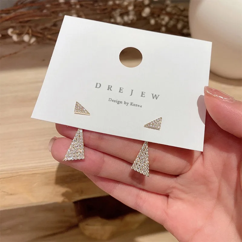 

new statement crystal triangle earrings geometric