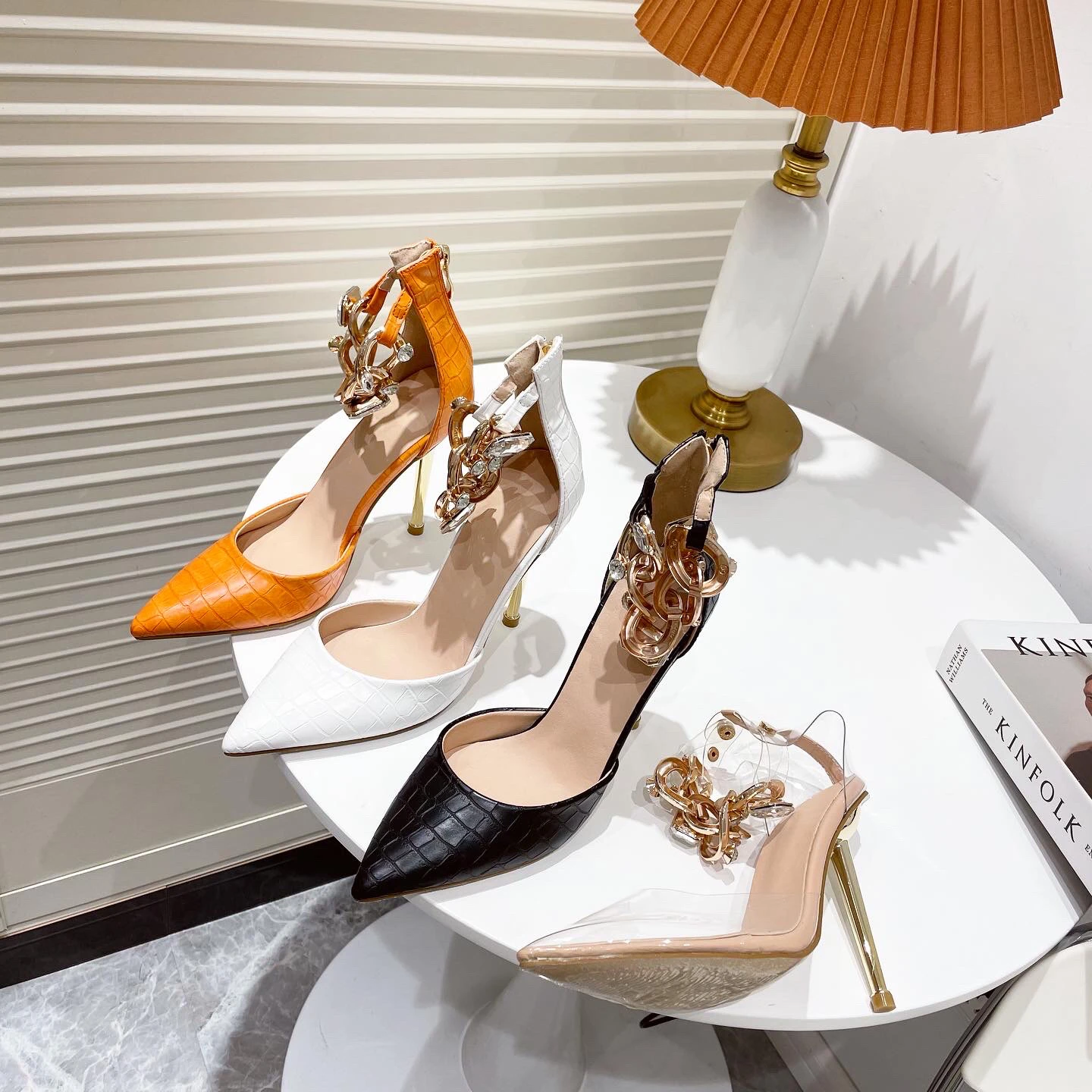 

Dropshipping high quality women pumps from China shoes manufacturer pointed toe high heels ladies, White, black, apricot, orange