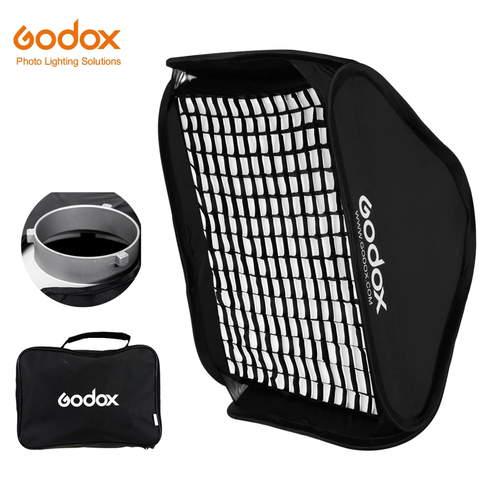 

inlighttech Godox 60 x 60cm Folding Portable Bowens Mount Softbox + Honeycomb Grid Studio Strobe Flash Reflective Softbox Diffus, Other