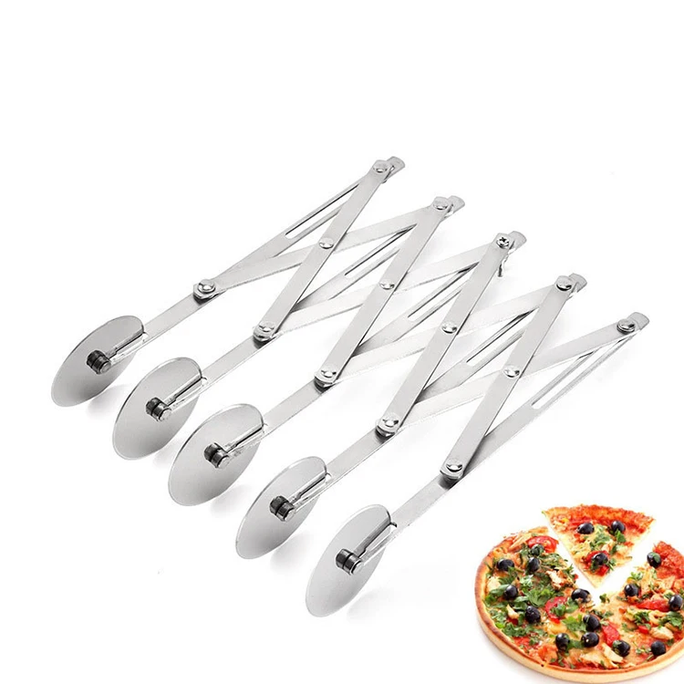 

Metal Stainless Steel Double 5-wheel Adjustable Bread Dough Divider Pastry Pasta Pizza Slicer Cutter Rocker