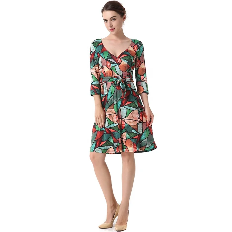 Wholesale Women Dress Print Girls Party Dress Holiday Clothes For Lady Summer Floral Women Dress