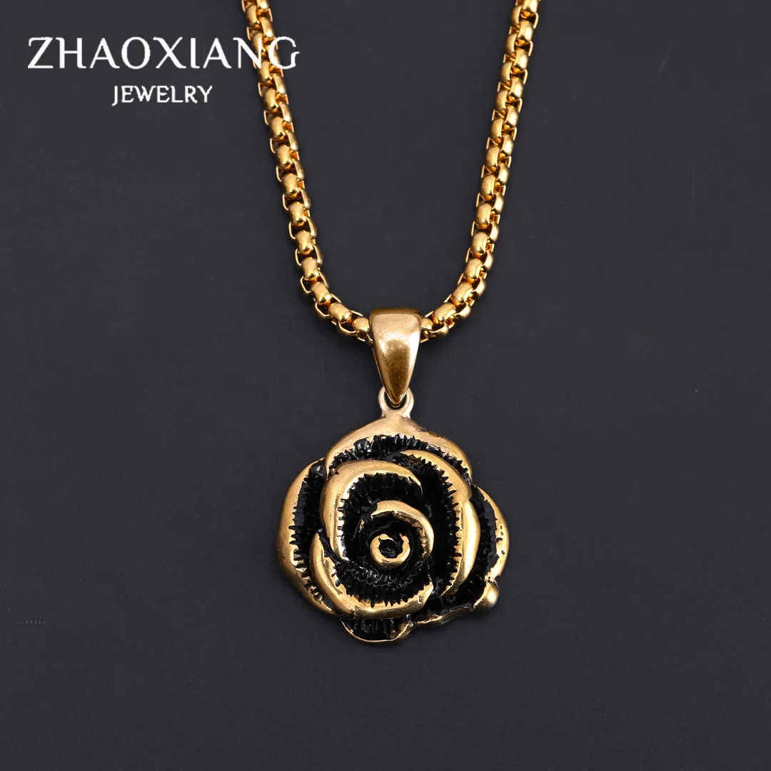 

Rose Romantic Flower Necklaces For Girlfriend Mom Wholesale Stainless Steel Jewelry