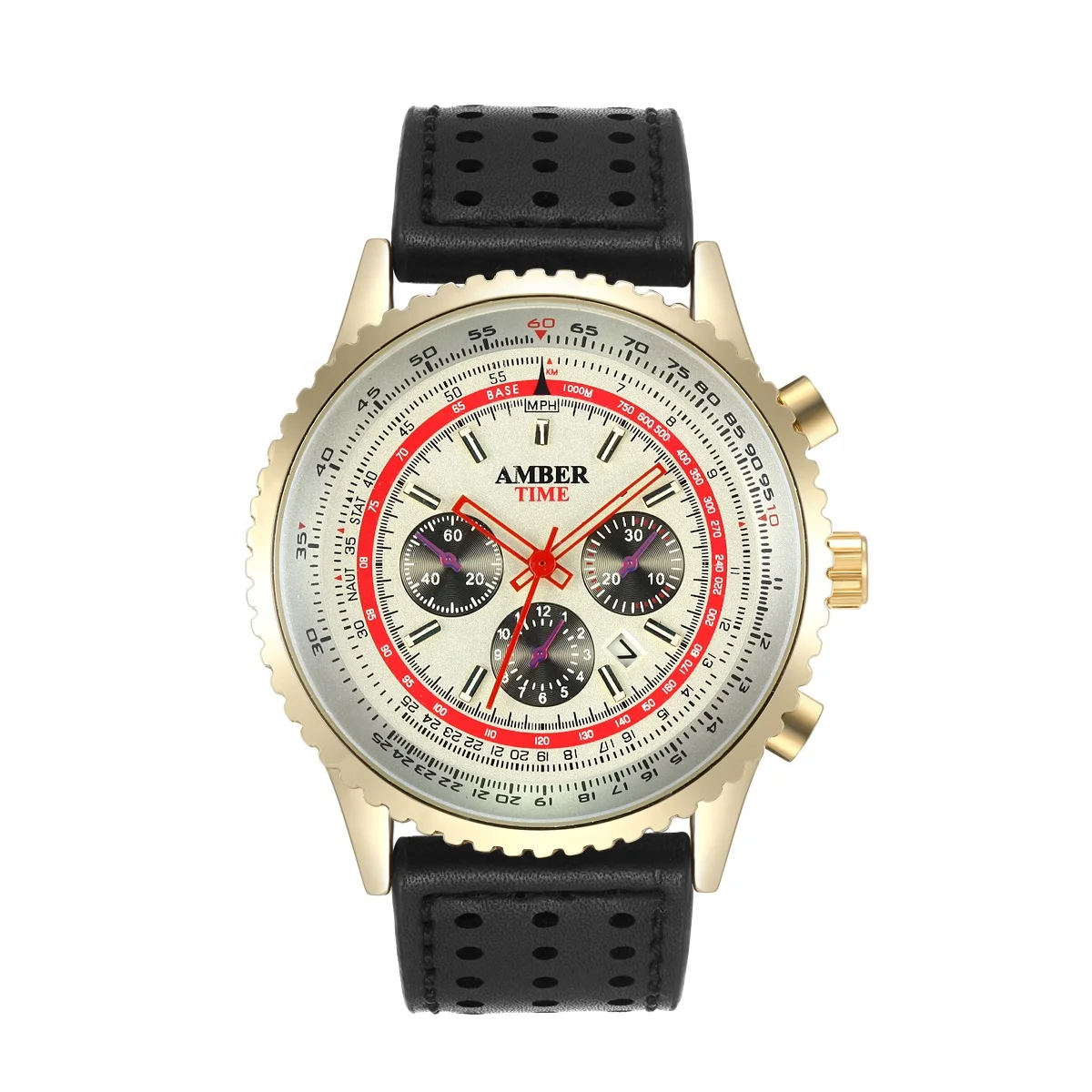 

Famous Brand Oem Logo Vintage Leather Band Waterproof Quartz Date Men Watch