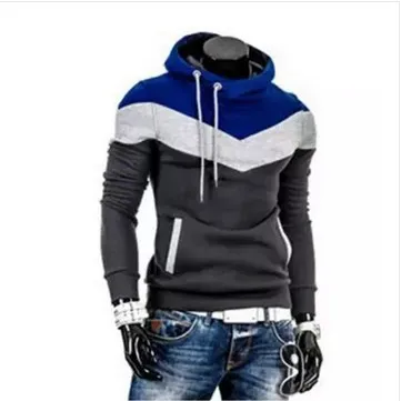 

Wholesale Men's Pullover Contrast Color Fleece Sweater Men's Hoodie, Customized color