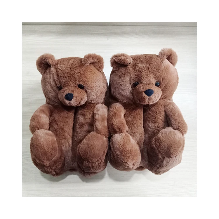 

Free Sample Factory Supply 2020 Winter Slippers Women Plush Warm Slipper Teddy Bear Shape As Gift, Customized color