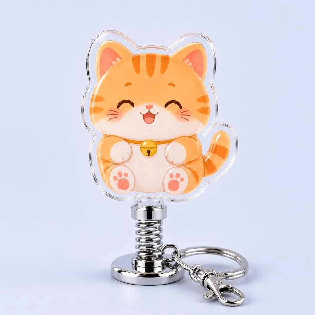 Sunshine Ginger Tabby Kitten Spring Bobblehead Keychain