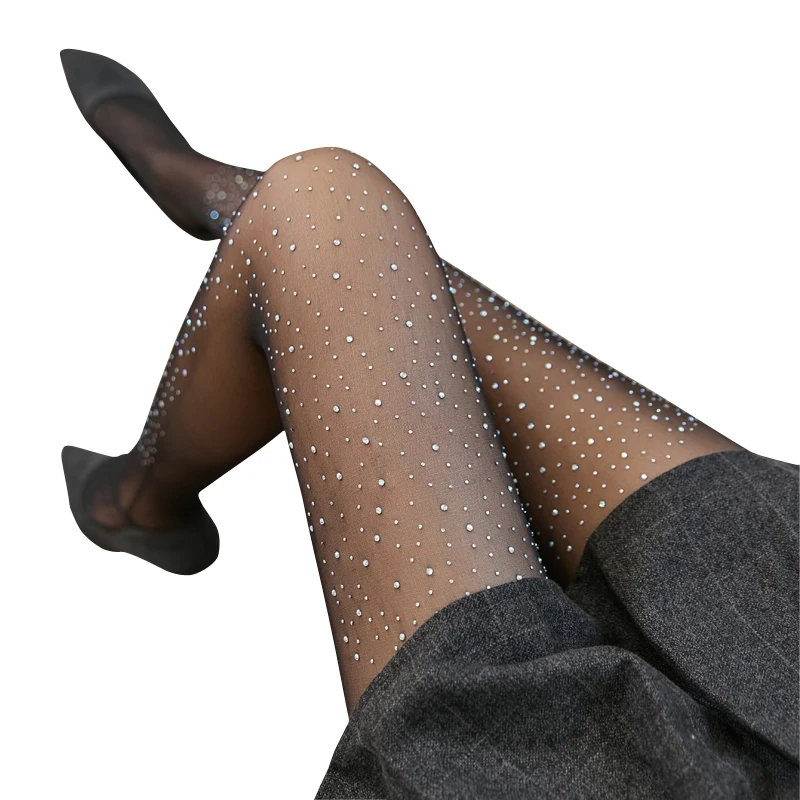 

Rhinestone Pantyhose sexy Stockings Summer Fishnet Diamond Pantyhose Feminine Fashion Shiny Stockings, Black, khaki, coffee, gray