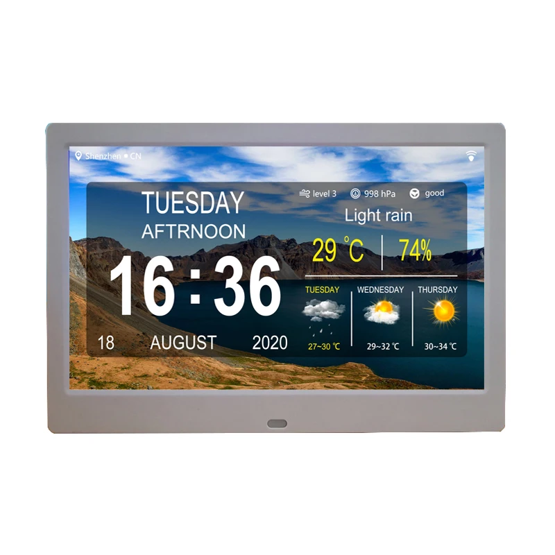 

10inch Large Simple Weather Station Display With Alarm Medication Reminder Digital Calendar WIFI Wall Clock For Dementia