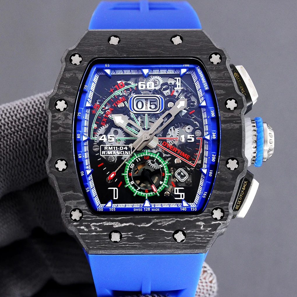 

RM11-03 blue strap carbon fiber case visible mechanical movement F1 sport watch