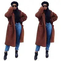 

Best selling Teddy velvet thick long women coat winter oversize woolen lady coat