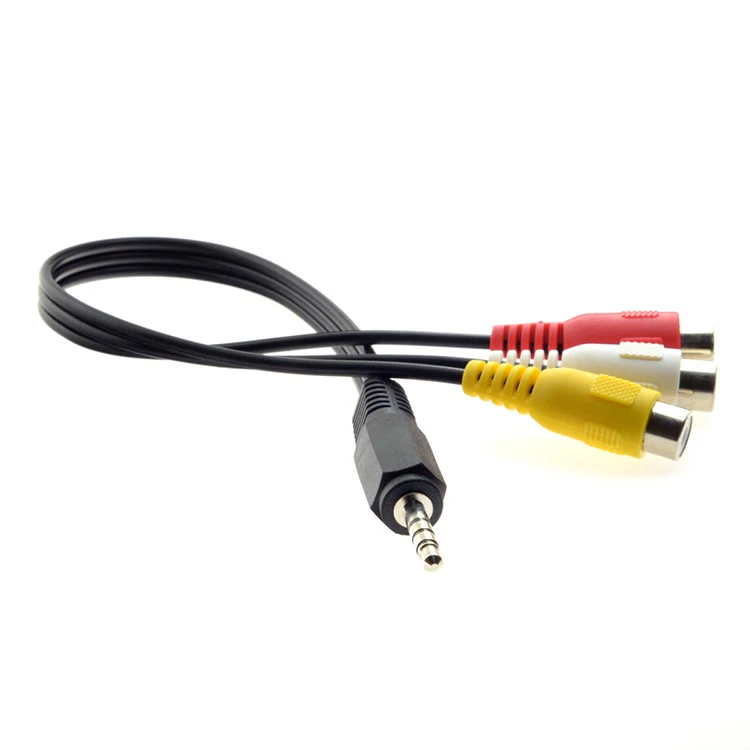 

High quality Stereo 3.5mm to 3 Rca Cables And Connectors Car Aux Digital Optical Adapter Splitter Video Audio Cable for Tv, White/black