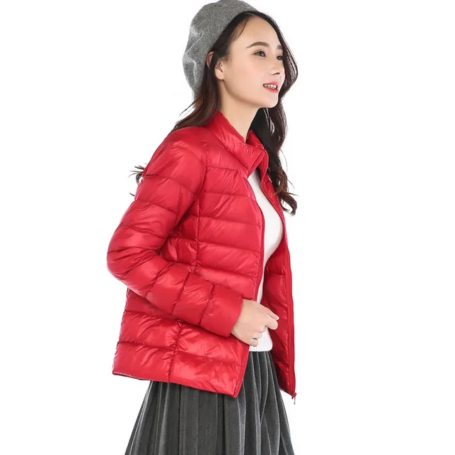 

Hot selling cheap lightweight large size packable zipper women duck down jacket