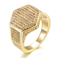 

Hip Hop Jewelry Micro Paved Zircon Hexagon Iced Out Diamond Gold plated Men Jewelry