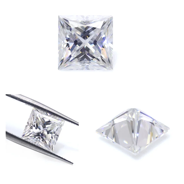 

Moissanite price per carat VVS clarity white color D / DEF square princess cut high quality loose diamond moissanite