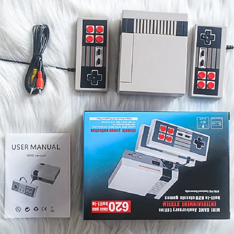 

Birthday Present Portable Handheld 620 in 1 Doubles One Two Players Mini TV Video Retro Game Consollers, White red