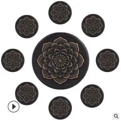 

2Pcs/lot Black Wood Mandala Flower Double Flared Ear Tunnel Plug Earlet Earring Gauges Piercing Ear Expander Jewelry 10mm-25mm