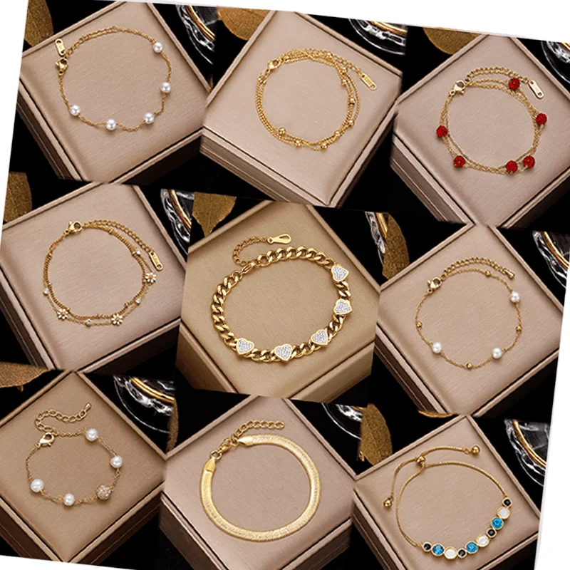 

MARONEW Vintage Waterproof fashion Jewelry Stainless Steel Cuban Chain copper Gold Plated Women ladies bracelet