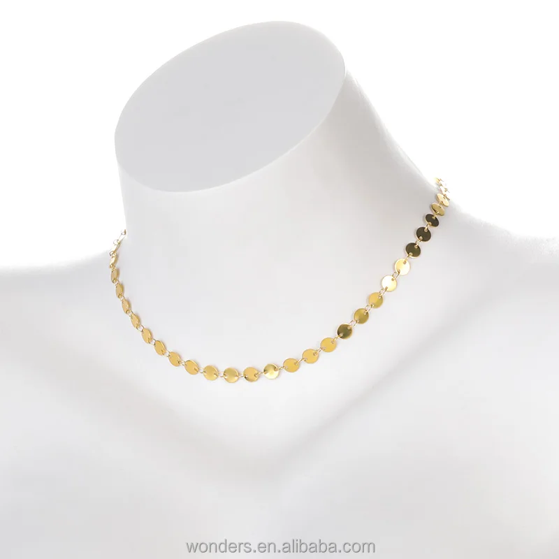 

Vintage Circle Thick Baguette Choker Hypoallergenic Necklace Stainless Steel Women Necklaces Gold Jewelry