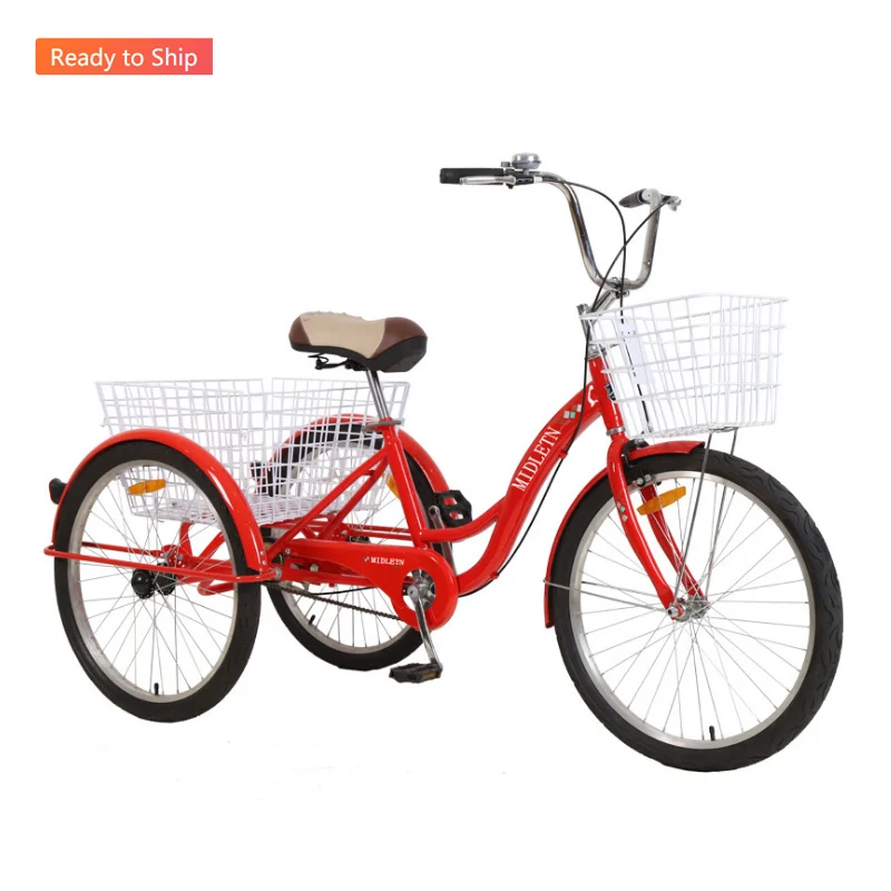 

Factory Price Wheels Kidd Motorized 3 Bicycle Three Wheel Scooter 20 inch Tricycle For Adult, Red