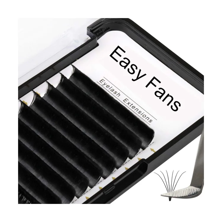 

Bulk Best Seller 0.07mm Black Blooming Lash Extensions Wholesale Soft Lashes Light Easy Fanning Slik Synthetic Lashes Blooming, Dark black