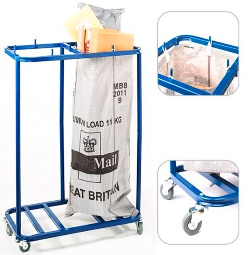 Mail Room Twin Sack Trolley Powder Coated Double Postage Post Bag Holder  