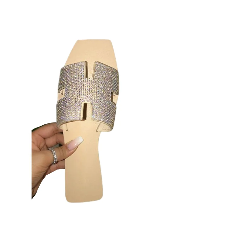 

Summer glitter ladies platform fur sandal furry slides furry slippers