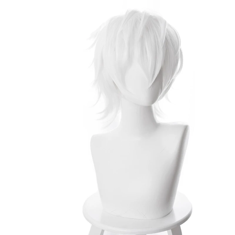 

White Upturned Short Hair Male 14 INCH Anime Comic Exhibition Cosplay Hair High Temperature Silk COS Wig, Pic showed