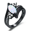 Prong setting Heart love Opal luxury Classical Top Quality Stainless Steel Wedding Cubic Zirconia Band Rings Women's Jewelry