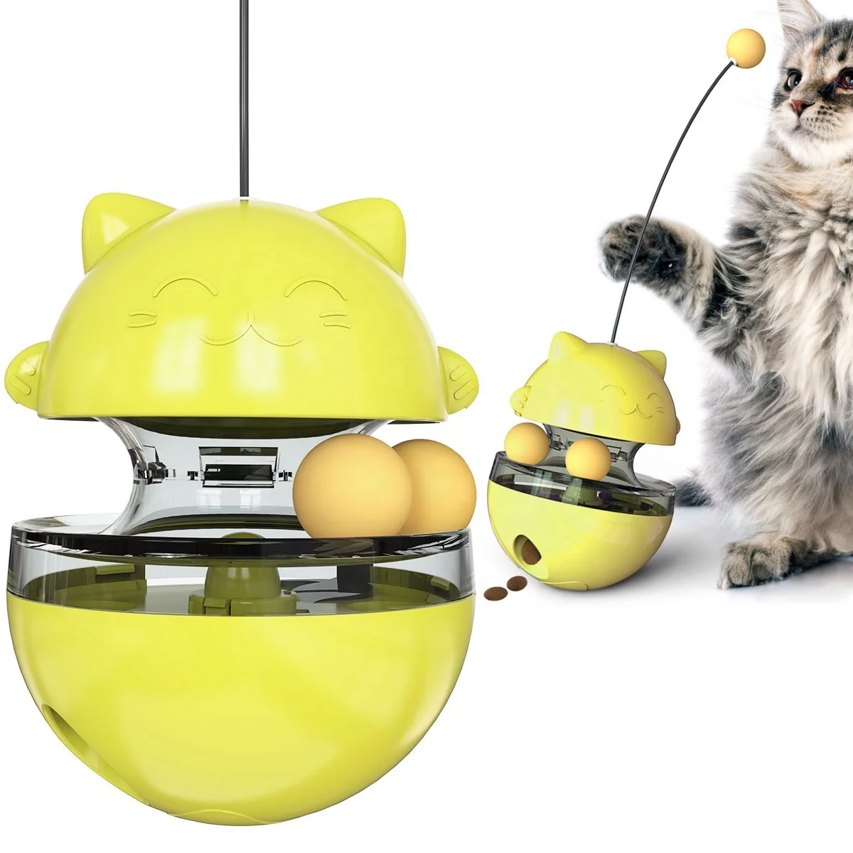 

Fun Cat Food Dispenser Tumbler Turntable Balls Feeder Cats Toy IQ Training Leak Food Slow Feeder For Pet Cat