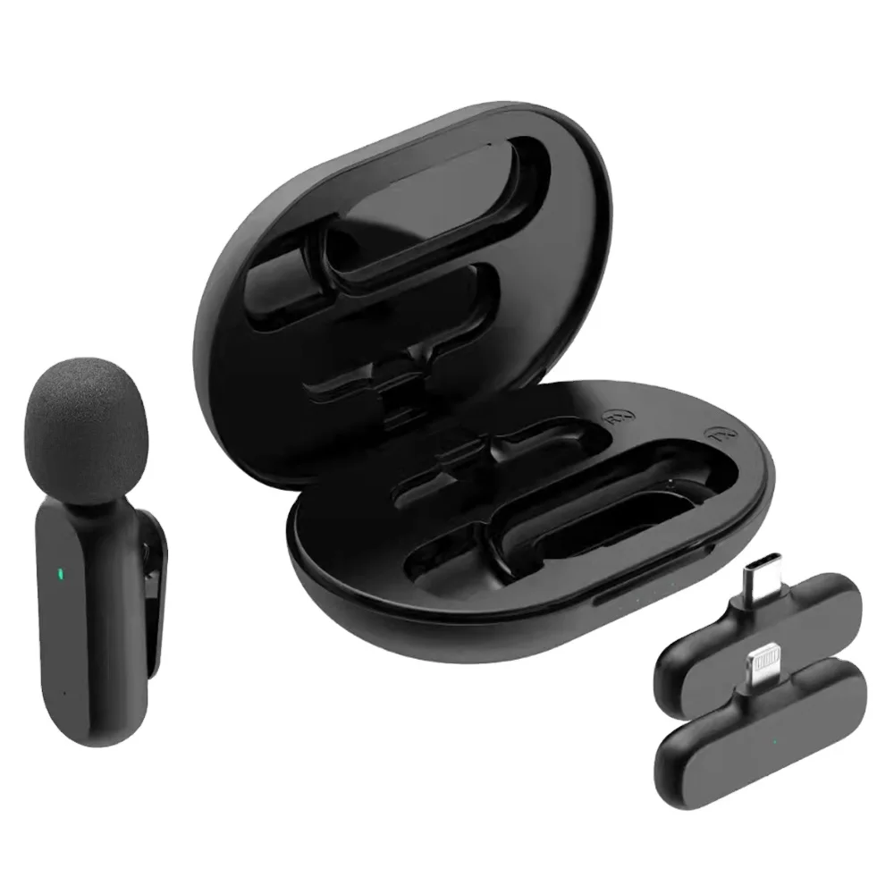 

Wireless lavalier Microphone for IPhone Android Type-c, Lapel Mic Plug-Play Video Recording with Charging Case, Auto-Sync