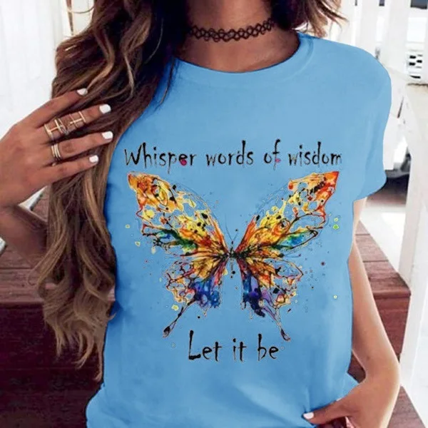 

Summer Fashion Casual Women's Colorful Butterfly Print T-shirt