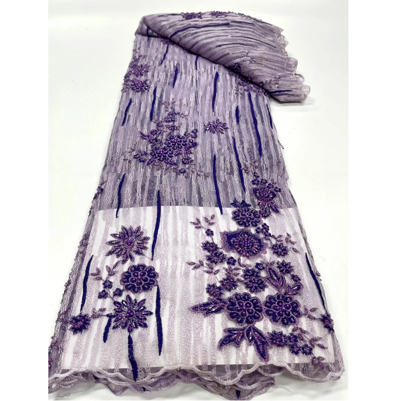 

New handmade heavy beads crystal bridal lace net lace french lace fabric blue, Can be customized