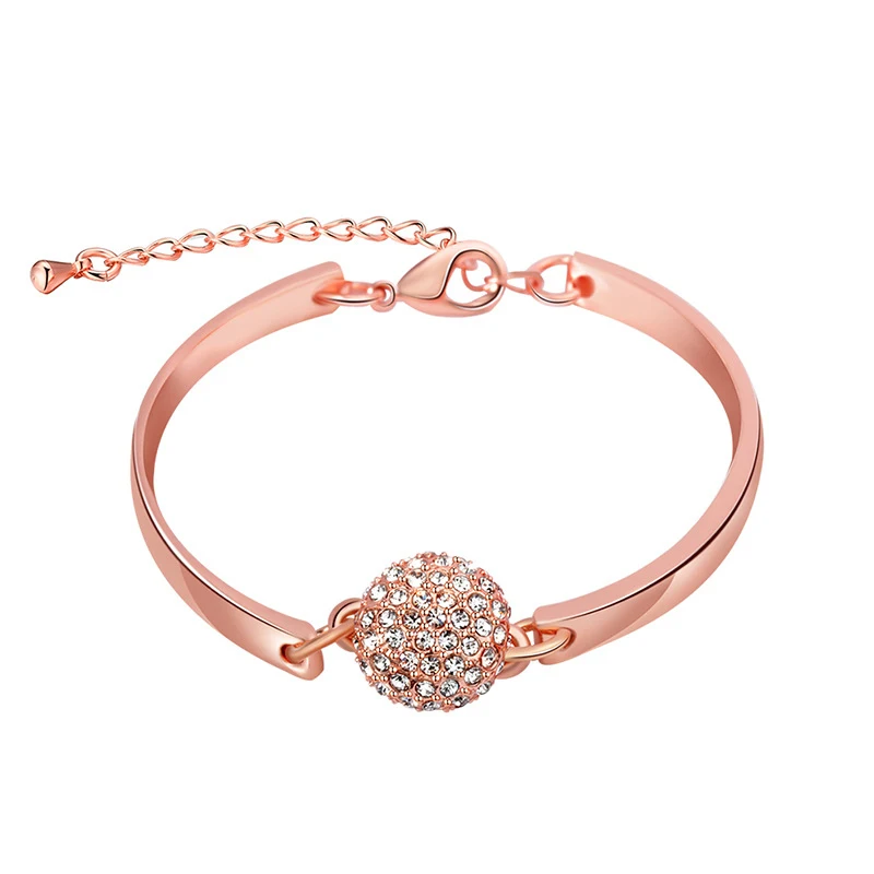 

Rose Gold Alloy Bracelet Gift for Women Charm Jewelry Rhodium Plating Blue Pendant Copper Alloy Bracelet