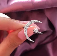 

Silver Women Jewelry Star Moon Crystal Rings Open Finger Adjustable Ring