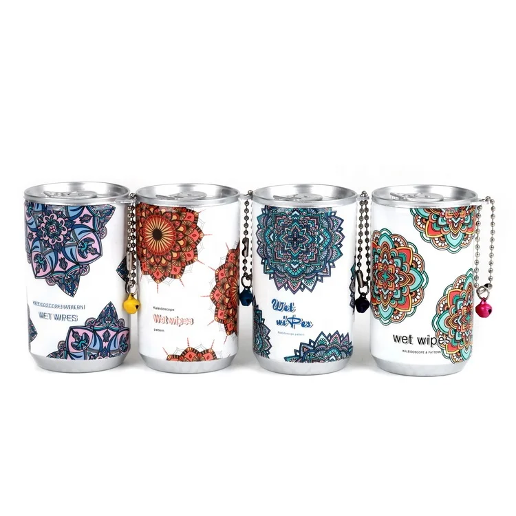 

New Design 30pcs Bottle Travel Vintage Print Makeup Remover Wet Tissue Cylinder Wet Towel, As pictures