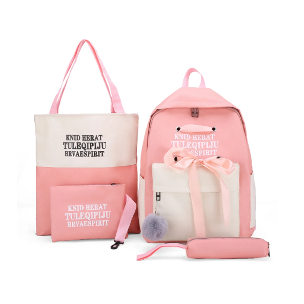 

Many colors girl student school backpack 4pcs set in stock
