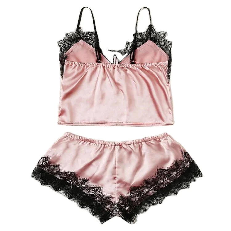 

Sexy temptation bud silk condole belt pajamas interest suit up and down, Pink