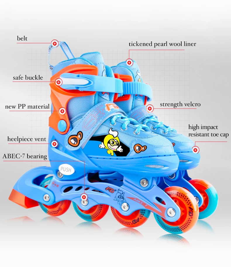 

factory roller wheels shoes freestyle slalom inline cheap kids skates, Blue, pink