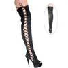 6 inch over-the-knee boots club Cosplay Rod dancing shoes boots side lace-up after zip knee-high boots