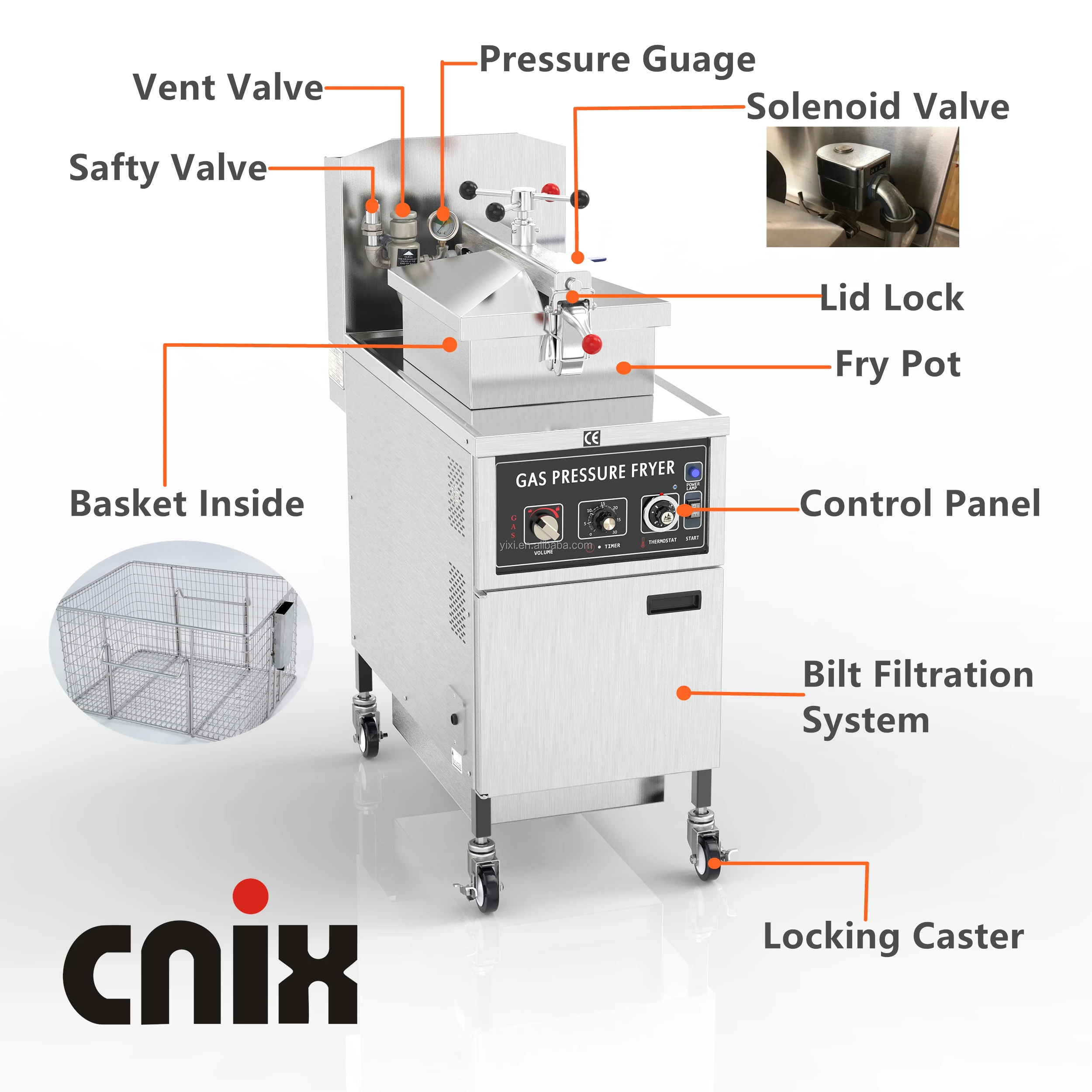 Automatic Stir Fry Machine Mdxz25 Gas Pressure Fryer Commercial