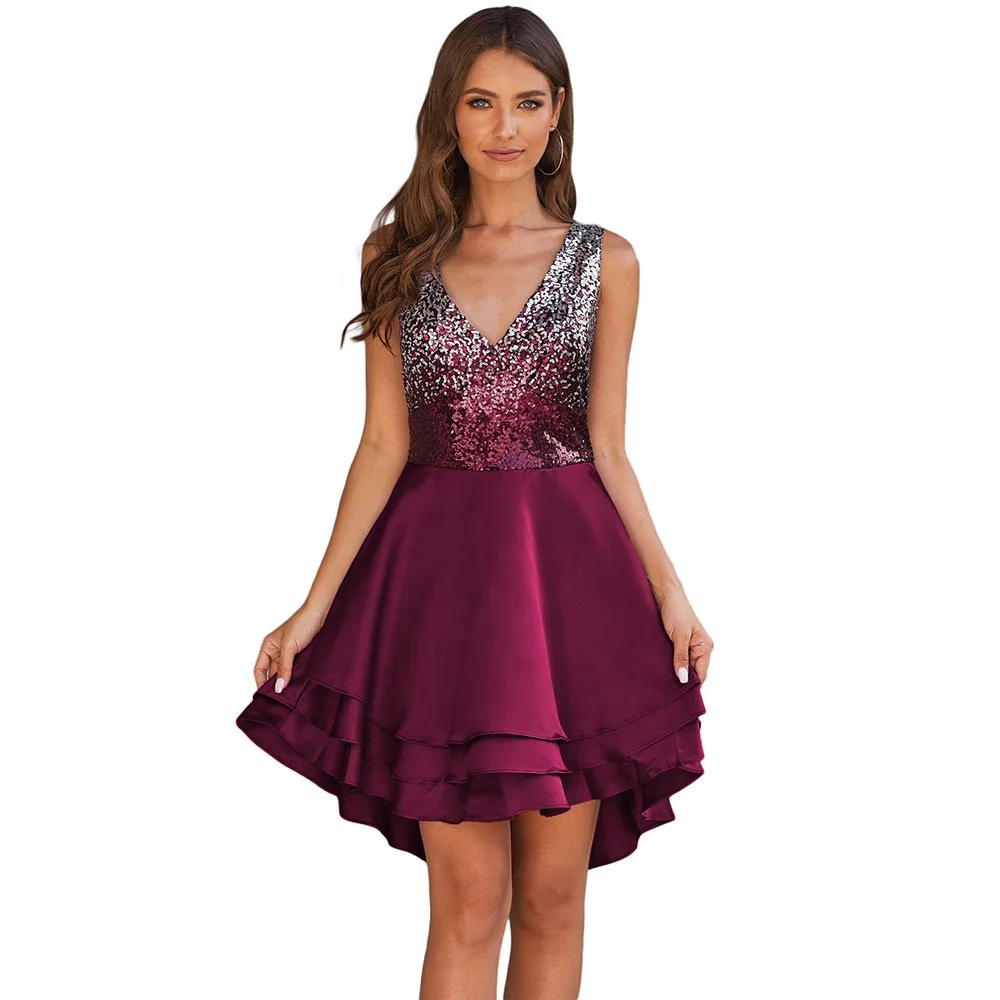 

Young Girls Party Dress Short Front Long Back Short Evening Dresses, As pitures