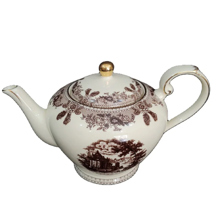 

Chinese white and black oil painting Handmade Porcelain teapot set teacup 1L ceramic tea pot